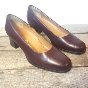 DINO MONTE Leather Stacked Block Heel Shoes Wide